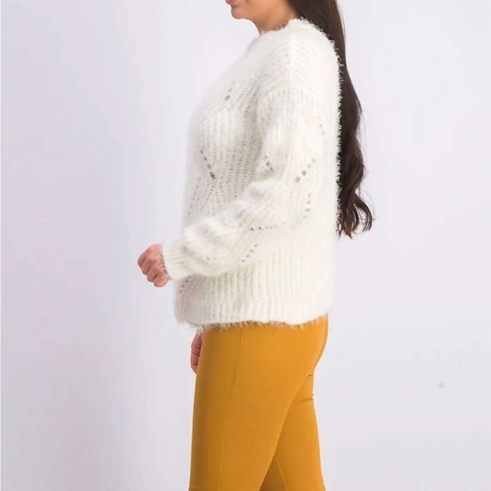 Freshman Juniors' Pointelle Chenille
Sweater White - Picture 3 of 3